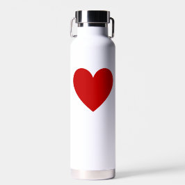 Botella De Agua Sencillo Corazón Rojo Moderno Moda de amor Blanco