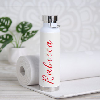Botella De Agua Sencillo Elegante Script Quemado Naranja