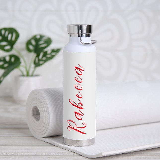 Botella De Agua Sencillo Elegante Script Quemado Naranja (Yoga (girado))