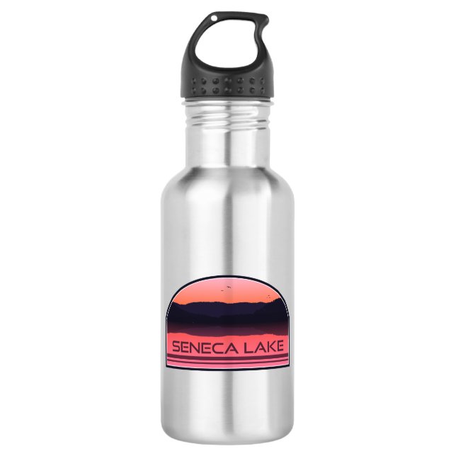 Botella De Agua Seneca Lake New York Red Sunrise (Anverso)