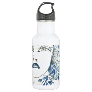 Botella De Agua Señora azul Flower