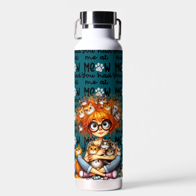 Botella De Agua Señora de los Gatos Locos  (Delantero)