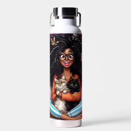 Botella De Agua Señora de los Gatos Locos