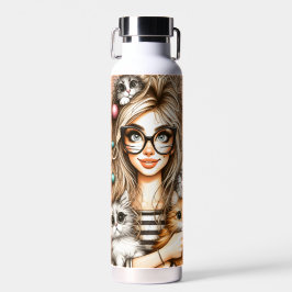 Botella De Agua Señora de los Gatos Locos