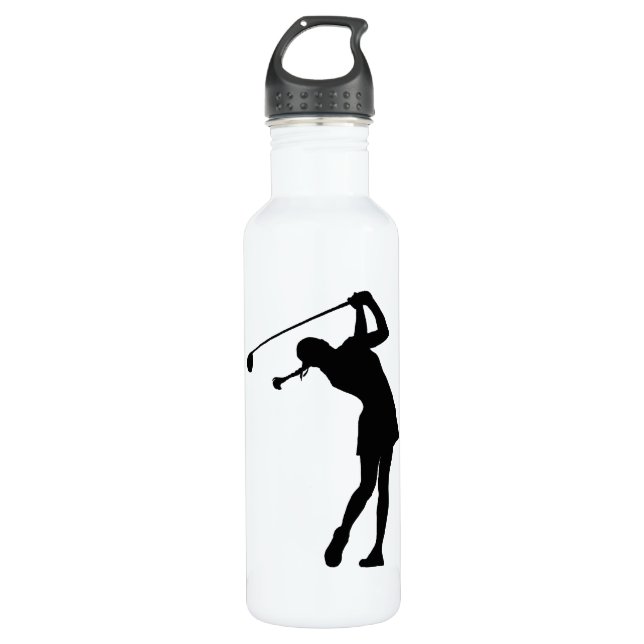 Botella De Agua Señora Golfer Black Silhouette (Anverso)