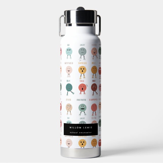 Botella De Agua Sentimientos Emociones Rostros Cuadro de Consejero (Frente)