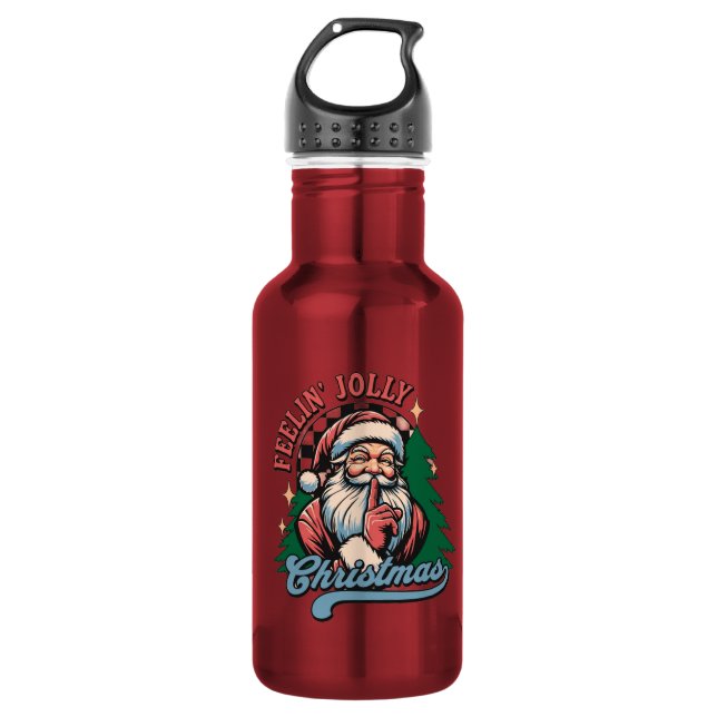 Botella De Agua Sentir Navideño Alegre Santa (Anverso)
