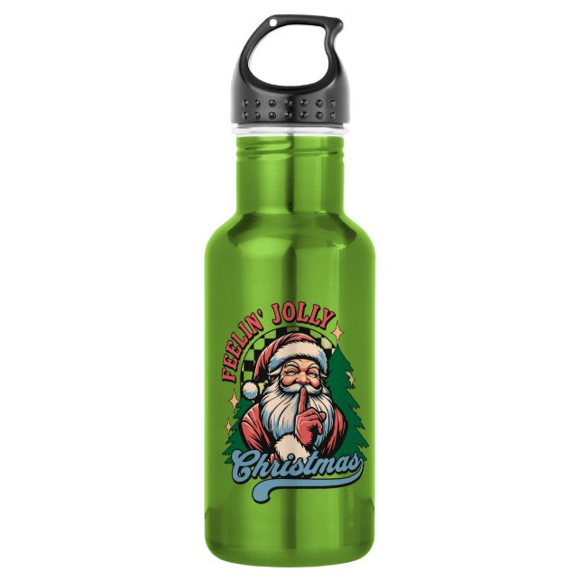 Botella De Agua Sentir Navideño Alegre Santa (Anverso)