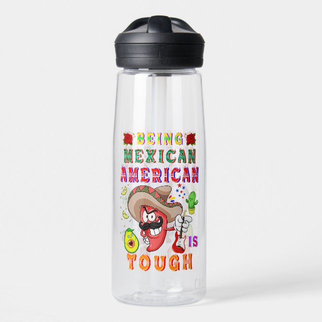 Botella De Agua Ser mexicano-estadounidense es difícil (Delante)
