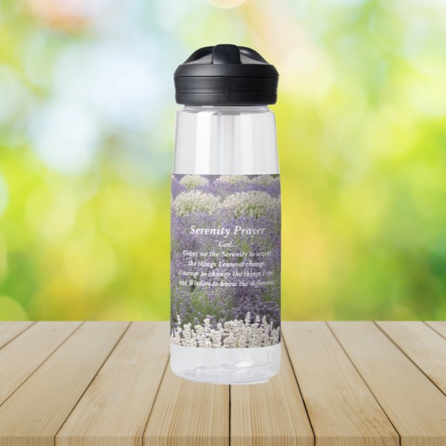 Botella De Agua Serenity Prayer Lavender Garden Floral (In Situ Table)