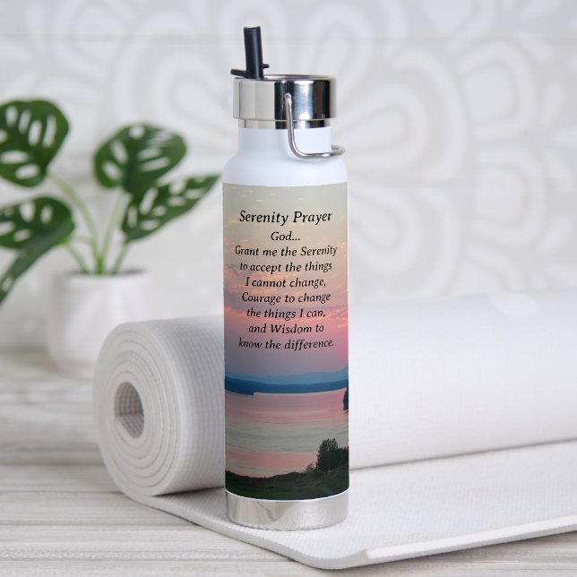 Botella De Agua Serenity Prayer Pink Seascape Sunset (Yoga)