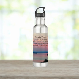 Botella De Agua Serenity Prayer Pink Seascape Sunset
