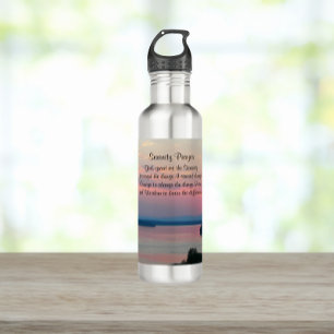 Botella De Agua Serenity Prayer Pink Seascape Sunset