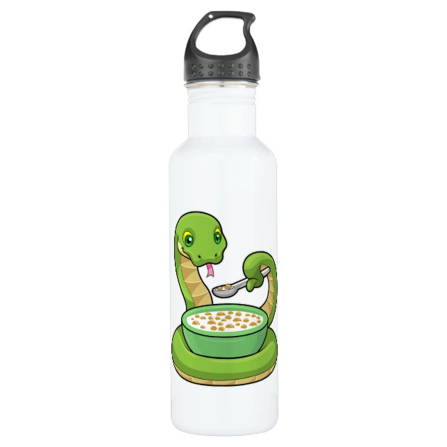 Botella De Agua Serpiente comiendo con Muesli (Anverso)