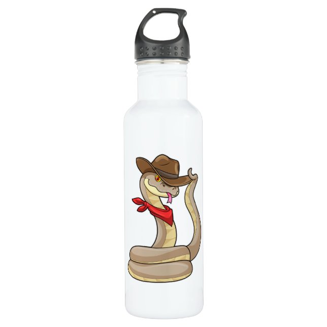 Botella De Agua Serpiente como vaquero con bufanda (Anverso)