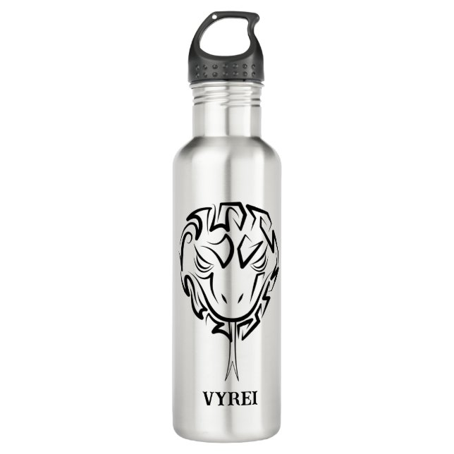 Botella De Agua Serpiente Tribal Negra y Blanca (Anverso)