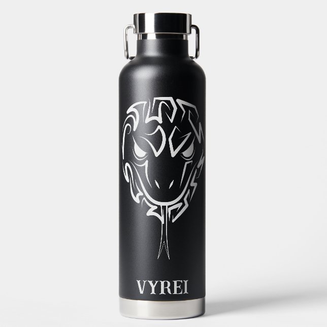 Botella De Agua Serpiente Tribal Negra y Blanca (Delantero)