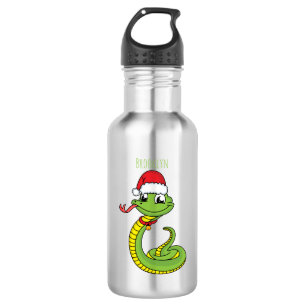 Botella De Agua Serpiente verde suave con personalizado de sombrer