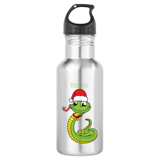 Botella De Agua Serpiente verde suave con personalizado de sombrer (Anverso)