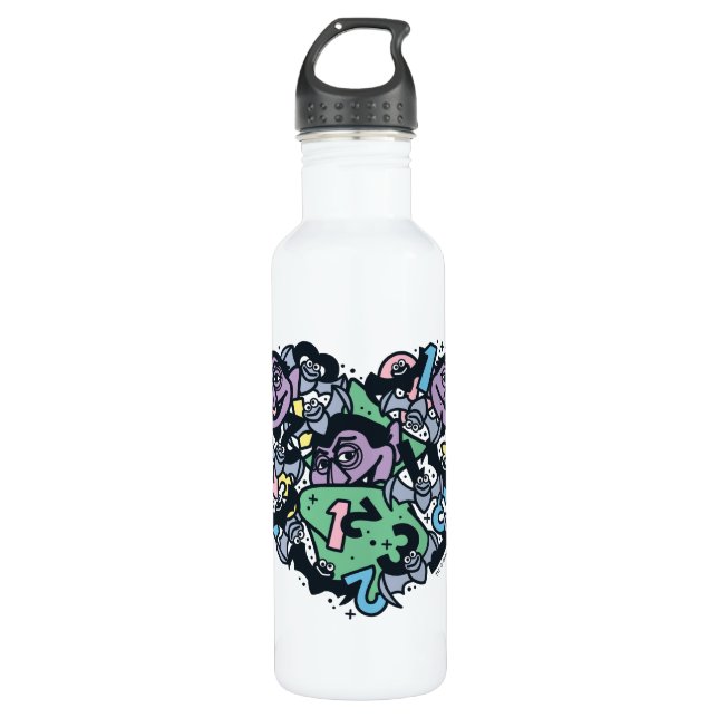 Botella De Agua Sésamo | Conde von Count Doodle Heart (Anverso)