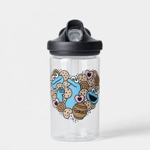 Botella De Agua Sésamo   Cookie Monster Doodle Heart