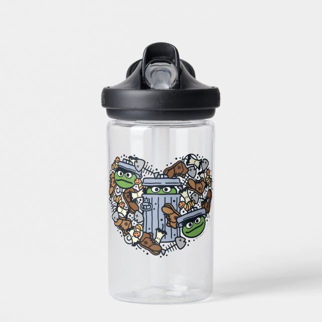 Botella De Agua Sésamo | Oscar el Corazón de Doodle de Grouch (Delante)