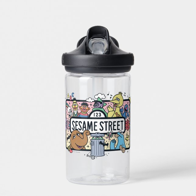 Botella De Agua Sésamo | Rótulo Sesame Pals Doodle (Delante)