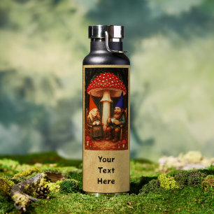 Botella De Agua Seta Amanita y Gnomos
