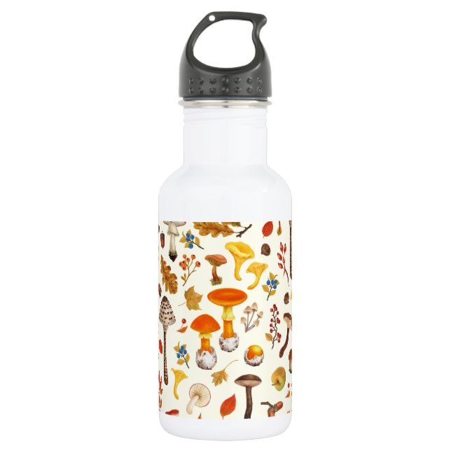Botella De Agua Setas silvestres sobre blanco apagado (Anverso)