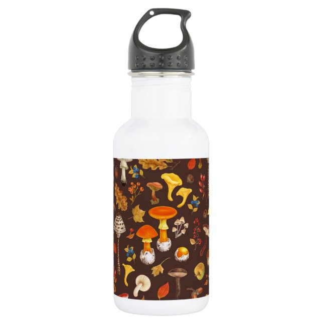 Botella De Agua Setas silvestres sobre marrón (Anverso)
