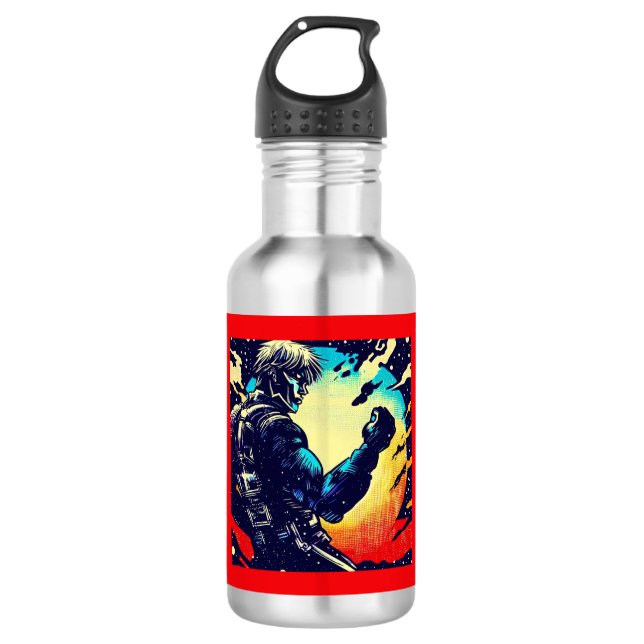 Botella De Agua SF - Anime Hero Woodcut 2 (Anverso)