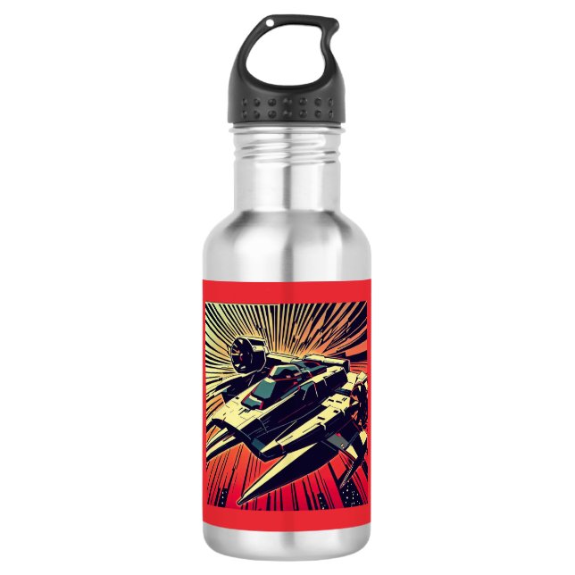 Botella De Agua SF - Anime Starfighter Woodcut 1 (Anverso)