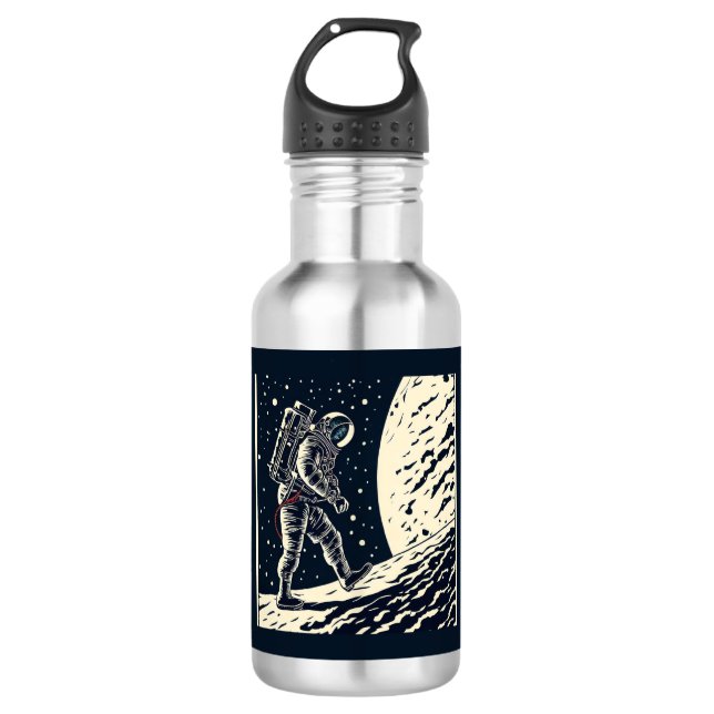 Botella De Agua SF - Astronauta en Spacewalk Woodcut 1 (Anverso)