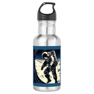 Botella De Agua SF - Astronauta en Spacewalk Woodcut 3
