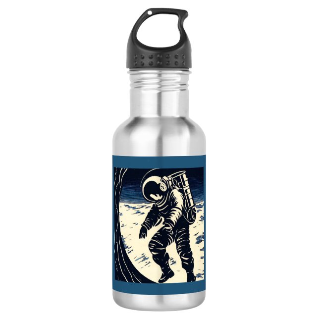 Botella De Agua SF - Astronauta en Spacewalk Woodcut 3 (Anverso)