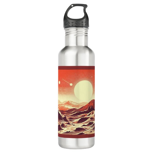 Botella De Agua SF Mars Landscape Woodcut 2 (Anverso)