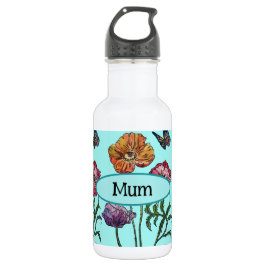 Botella De Agua Shabby Poppy Red Purple en el Día de la Madre de l