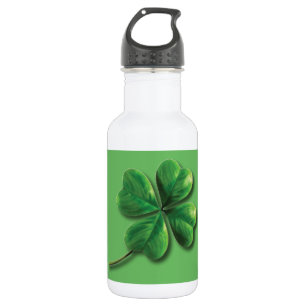 Botella De Agua Shamrock irlandés verde moderno