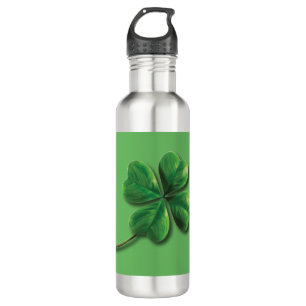 Botella De Agua Shamrock irlandés verde moderno