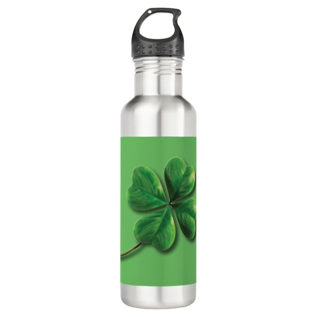 Botella De Agua Shamrock irlandés verde moderno (Anverso)