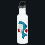 Botella De Agua Shark as Boxer with Boxing gloves<br><div class="desc">This design is the perfect gift for a birthday,  Christmas and other celebrations. It is suitable for women,  men and kids.</div>