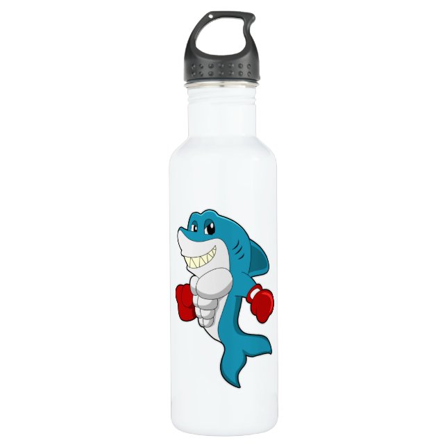 Botella De Agua Shark as Boxer with Boxing gloves (Anverso)