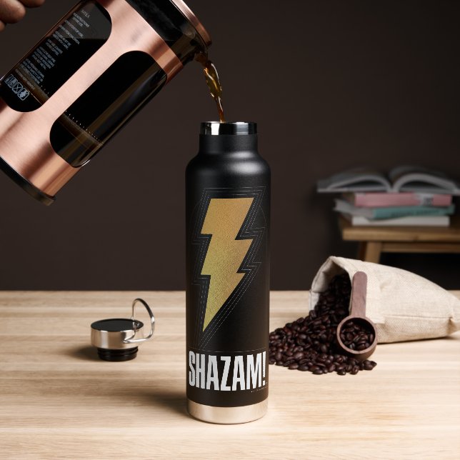 Botella De Agua ¡SHAZAM! Furia de los dioses | Insignia Lightning  (Café)