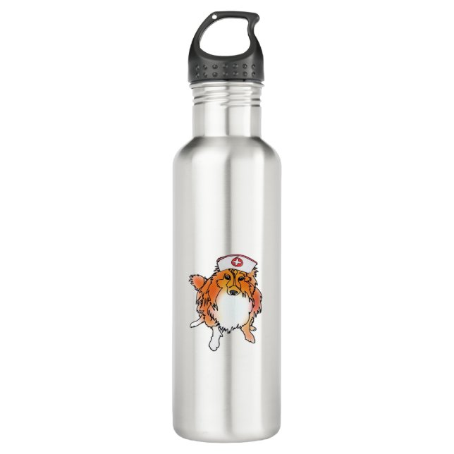 Botella De Agua Sheltie Dog en Gorra de enfermería - animalsinhats (Anverso)