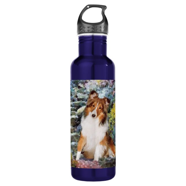 Botella De Agua Shetland Sheepdog Sheltie Art (Anverso)