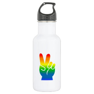 Botella De Agua Signo de la paz del arco iris 16 onzas