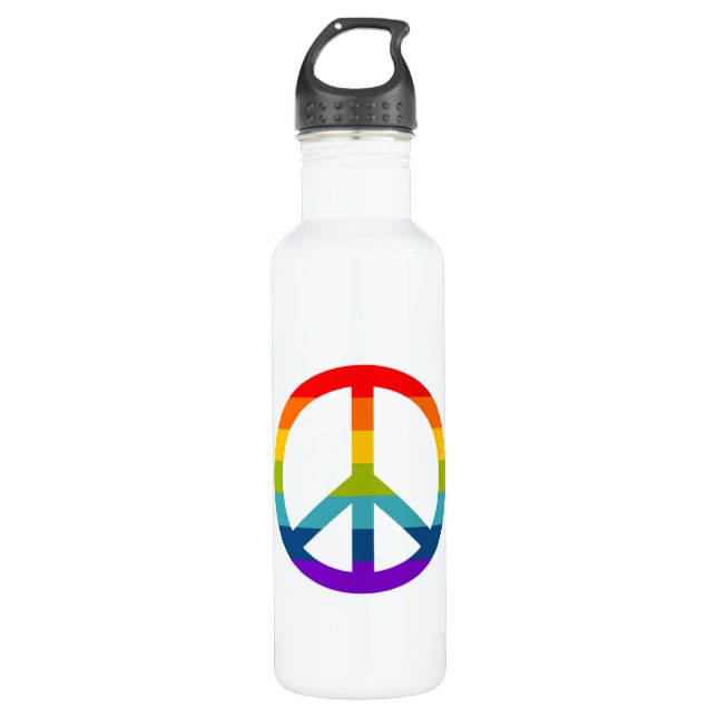 Botella De Agua Signo de paz arcoiris (Anverso)