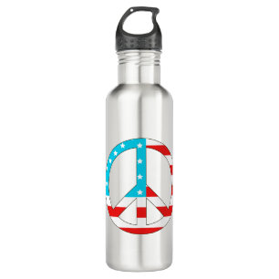 Botella De Agua Signo de paz de bandera estadounidense