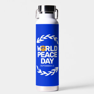 Botella De Agua Signo de paz del Día Mundial de la Paz del Naranja