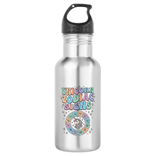 Botella De Agua Signos del Zodiaco Unicornio Diseño Vectorial Kawa